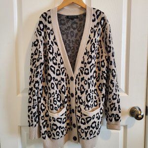 Banana Republic Extra Fine Italian Yarn Merino Animal Print Cardigan small